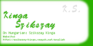 kinga szikszay business card